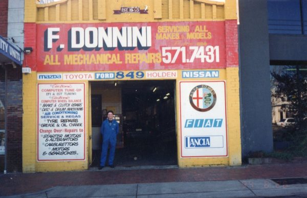 Old Workshop in East Malvern Before Relocating to Campbellfield Open in 1987 to 1994 Established by Frank Donnini in Melbourne. Us standing out side before Relocating to Campbellfield.